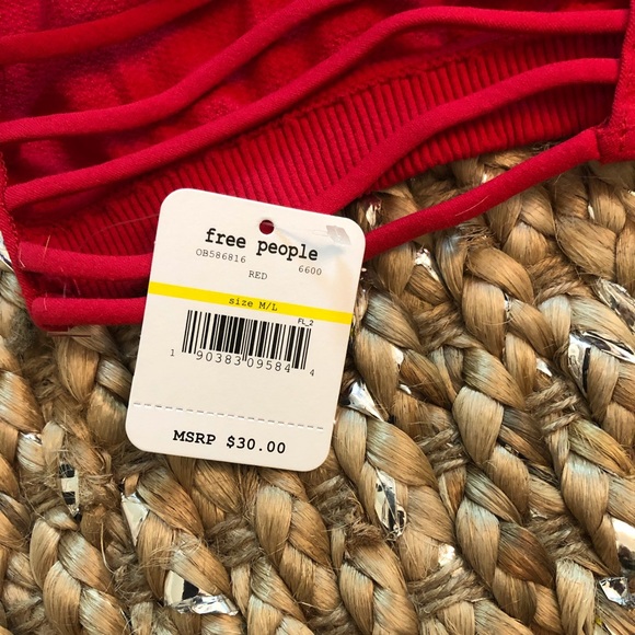 NWT - Free People Red Strappy Bralette - Picture 5 of 6